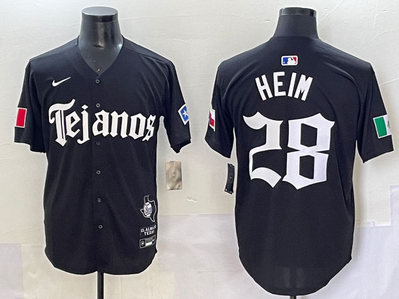 Men 2025 Texas Rangers #28 Heim Black Five generations Joint Name Nike MLB Jersey style 1->texas rangers->MLB Jersey